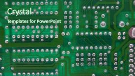  Presentation with green computing issues and solution - Colorful slides enhanced with solder wave - green computer board good backdrop and a  colored foreground