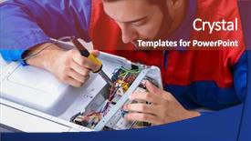  Presentation with young marines - PPT layouts featuring solder wave - young repairman fixing and repairing background and a tawny brown colored foreground