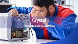  Presentation with young - Colorful slides enhanced with solder wave - young repairman fixing and repairing backdrop and a  colored foreground