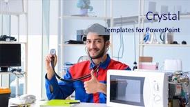  Presentation with hypertension in young - Colorful slides enhanced with solder wave - young repairman fixing and repairing backdrop and a  colored foreground