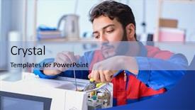  Presentation with young marines - Slides having solder wave - young repairman fixing and repairing background and a  colored foreground