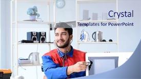  Presentation with broken relationship fixing a concept - PPT layouts featuring solder wave - young repairman fixing and repairing background and a sky blue colored foreground