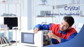  Presentation with youth leadership greenboard young - Presentation with solder wave - young repairman fixing and repairing background and a  colored foreground