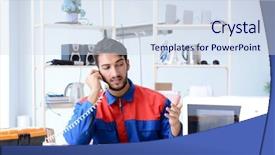  Presentation with diverse young adults - Beautiful theme featuring solder wave - young repairman fixing and repairing backdrop and a  colored foreground