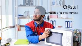  Presentation with youth leadership greenboard young - Colorful slide deck enhanced with solder wave - young repairman fixing and repairing backdrop and a light blue colored foreground