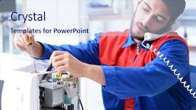  Presentation with young marines - PPT layouts enhanced with solder wave - young repairman fixing and repairing background and a  colored foreground