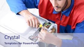  Presentation with hypertension in young - Cool new slide deck with solder wave - young repairman fixing and repairing backdrop and a sky blue colored foreground