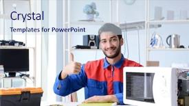  Presentation with broken relationship fixing a concept - Audience pleasing slide set consisting of solder wave - young repairman fixing and repairing backdrop and a  colored foreground