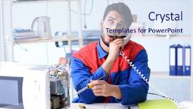  Presentation with diverse young adults - Presentation design consisting of solder wave - young repairman fixing and repairing background and a sky blue colored foreground