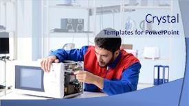  Presentation with young - Audience pleasing slide set consisting of solder wave - young repairman fixing and repairing backdrop and a  colored foreground