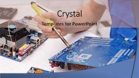  Presentation with soldering - Audience pleasing PPT layouts consisting of soldering iron in service center backdrop and a coral colored foreground