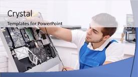  Presentation with soldering - Cool new presentation with soldering iron in service center backdrop and a sky blue colored foreground