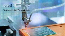  Presentation with electric circuit - Theme enhanced with soldering-iron-tips-of-robotic background and a light blue colored foreground