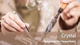  Presentation with soldering - Amazing presentation design having soldering iron tool repairing computer backdrop and a coral colored foreground