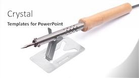  Presentation with soldering - PPT layouts having soldering-iron-with-wooden-handle background and a white colored foreground