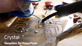  Presentation with soldering - Slide deck featuring soldering-of-electronic-circuit-board background and a violet colored foreground