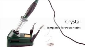  Presentation with soldering - Beautiful slides featuring soldering station with tin isolated on white backdrop and a white colored foreground