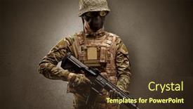  Presentation with gas - PPT theme with military - soldier agent in a dark background and a tawny brown colored foreground