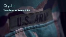  Presentation with army - Amazing presentation design having soldier-closeup-on-old-military backdrop and a tawny brown colored foreground