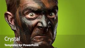  Presentation with angry - Slides with soldier face against a green background and a wine colored foreground