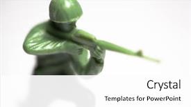  Presentation with military green - Presentation design enhanced with soldier firing a machine gun background and a white colored foreground