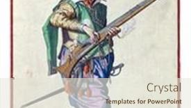  Presentation with firearm - Beautiful slide deck featuring soldier-full-length backdrop and a sky blue colored foreground