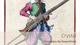  Presentation with firearm - PPT theme having soldier-full-length background and a lemonade colored foreground