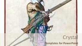  Presentation with firearm - PPT layouts consisting of soldier-full-length background and a lemonade colored foreground