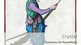  Presentation with firearm - Audience pleasing PPT layouts consisting of soldier-full-length backdrop and a sky blue colored foreground