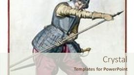  Presentation with shaft - PPT theme consisting of soldier-full-length background and a sky blue colored foreground