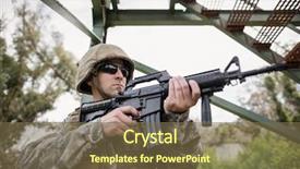 Presentation with boot camp - Beautiful PPT layouts featuring soldier guarding with a rifle backdrop and a tawny brown colored foreground