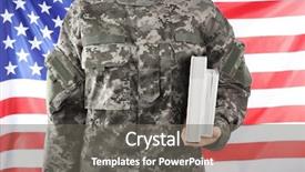 Presentation with military soldier leader - Slide deck consisting of soldier holding books military education background and a gray colored foreground