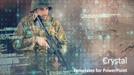  Presentation with cracked - Theme enhanced with soldier holding rifle while standing background and a ocean colored foreground