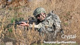  Presentation with abstract military camouflage made - Amazing presentation having soldier in camouflage taking aim backdrop and a coral colored foreground