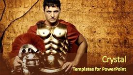  Presentation with roman soldier - Amazing presentation theme having soldier in front of roman backdrop and a tawny brown colored foreground