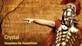  Presentation with roman soldier - PPT theme consisting of soldier in front of roman background and a tawny brown colored foreground
