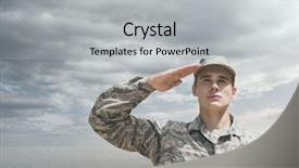  Presentation with war - Audience pleasing PPT theme consisting of computer war - soldier man raising arm backdrop and a light gray colored foreground