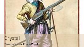  Presentation with firearm - PPT theme having soldier-on-guard-full-length background and a lemonade colored foreground