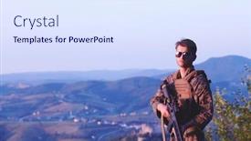  Presentation with hero - Presentation design consisting of soldier-portrait-on-sunset-local background and a sky blue colored foreground