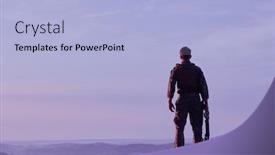  Presentation with hero - Presentation design with soldier-portrait-on-sunset-local background and a light blue colored foreground