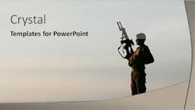  Presentation with hero - Presentation theme featuring soldier-portrait-on-sunset-local background and a light gray colored foreground