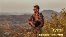  Presentation with hero - Slide deck having soldier-portrait-on-sunset-local background and a tawny brown colored foreground