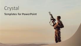  Presentation with hero - Presentation having soldier-portrait-on-sunset-local background and a light gray colored foreground