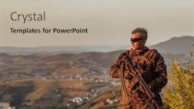  Presentation with hero - Slide set with soldier-portrait-on-sunset-local background and a mint green colored foreground