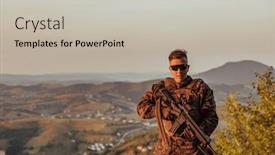  Presentation with hero - Presentation theme with soldier-portrait-on-sunset-local background and a soft green colored foreground