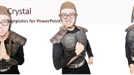  Presentation with funny - Cool new presentation design with soldier praying - young funny man in armour backdrop and a lemonade colored foreground