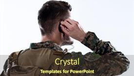  Presentation with battle - PPT theme enhanced with soldier-preparing-tactical-and-commpunication background and a tawny brown colored foreground