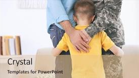  Presentation with family - Beautiful theme featuring soldier reunited with her family backdrop and a coral colored foreground