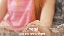 Presentation with multitasking career family - PPT theme having soldier reunited with his family background and a coral colored foreground