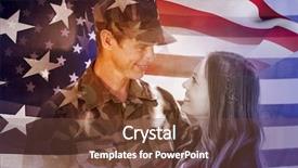  Presentation with usa flag - PPT layouts with soldier reunited with his partner background and a  colored foreground